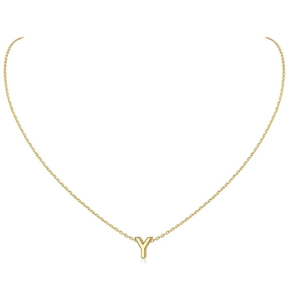 ChicSilver 14K Yellow Gold Plated Initial Necklaces for Women Alphabet Y Pendant Gold Letter Necklace in Sterling Silver Birthday Jewelry Gifts
