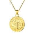 thumbnail image 1 of ChicSilver 14K Gold Plated Round Coin St Benedict Pendant Medallion Necklace 925 Sterling Silver Cross Nekclace Talisman Amulet Jewelry, 1 of 8