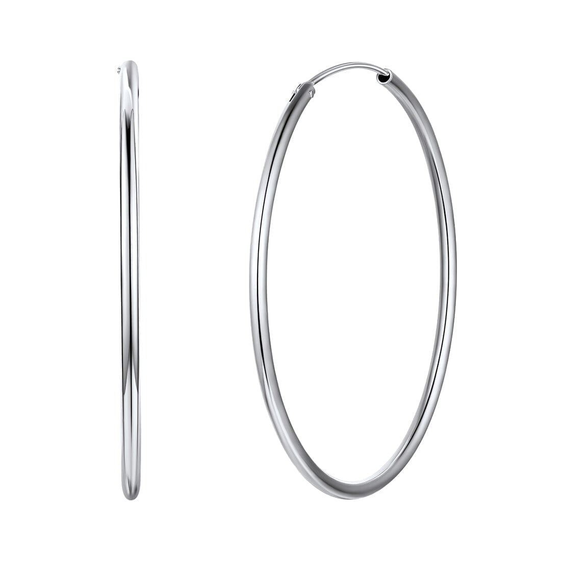 ChicSilver Sterling 18k White Gold Plated Round Hoop