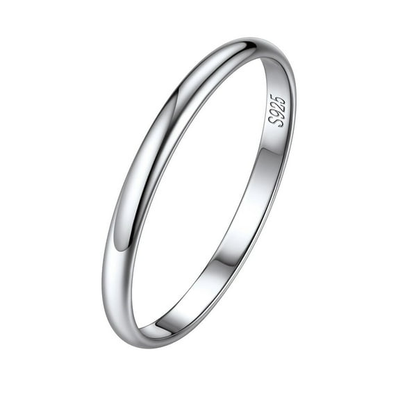 ChicSilver 2mm 925 Sterling Silver Ring High Polish Plain Dome Wedding Band for Women Comfort Fit Size 4-12