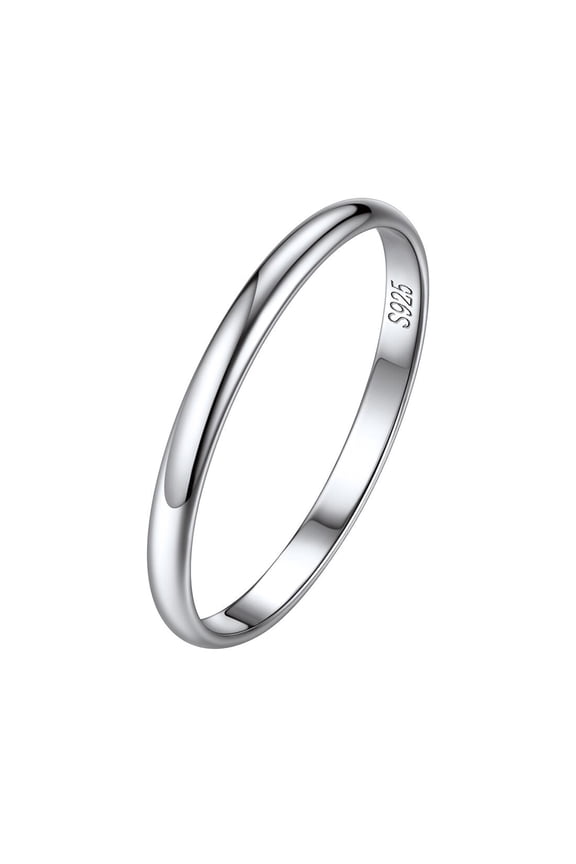 Sterling Silver 2mm Minimalist Wedding Band Ring for Women Comfort Fit Most People Size 7