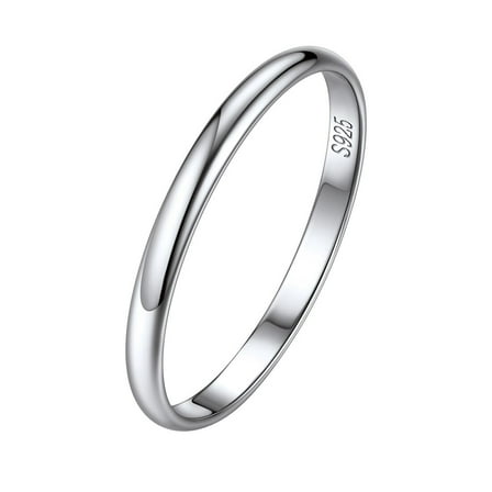 ChicSilver Sterling Silver 2mm Minimalist Wedding Band Ring  for Women Comfort Fit Most People Size 7