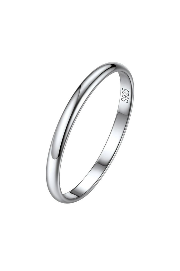 Sterling Silver 2mm Minimalist Wedding Band Ring  for Women Comfort Fit Most People Size 7