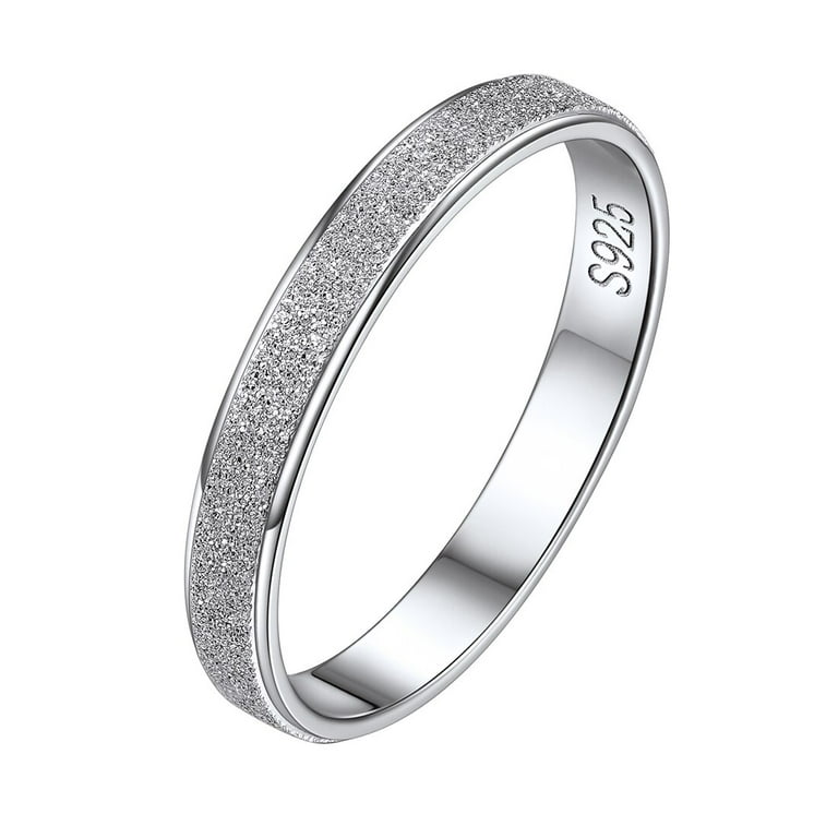 ChicSilver 925 Sterling Silver Minimalist Sandblast Wedding Band - Main Image