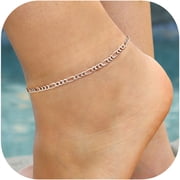 ChicSilver 925 Sterling Silver Unisex Figaro Anklet Gift For Both Men Women Bracelet Anklet Dual-use Neutral Style