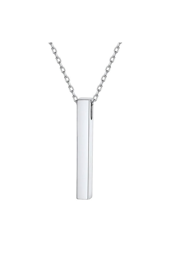4 Sided Bar Necklace for Women Minimalist Jewelry Vertical Bar Pendant 925 Sterling Silver