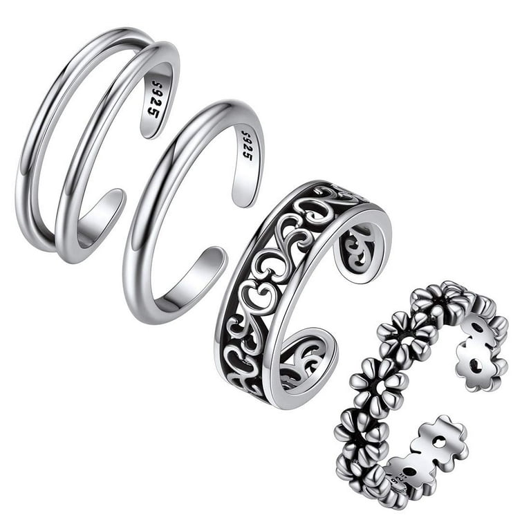 COYSEIO★アクセ★韓国★人気 SILVER TOE RING SET SILVER ChicSilver Adjustable Toe Ring Set of 4 for Women, 925