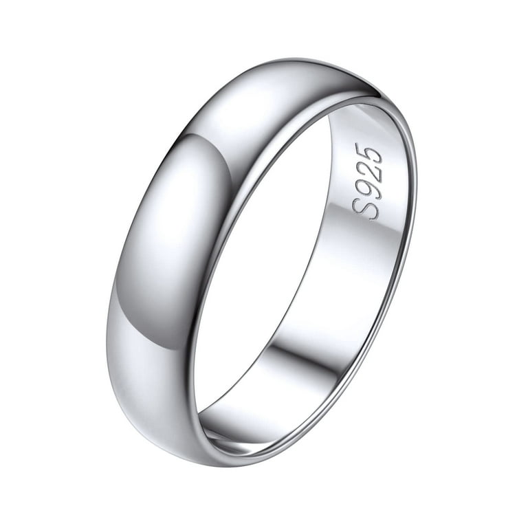 ChicSilver 5mm Sterling Silver Ring for Men Women High Polished