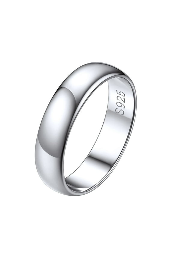 5mm Sterling Silver Ring for Men Women High Polished Wedding Band Promise Engagement Ring Jewelry Gift Size 6