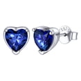 thumbnail image 1 of ChicSilver 6MM Cubic Zirconia Heart Shape Simulated Birthstone Stud Earrings Hypoallergenic Ear Studs Jewelry Birthday Gift For Her, 1 of 7
