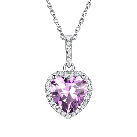 ChicSilver Birthstone Heart Women Necklaces, 925 Sterling Silver Birthstone Pendant Necklace, Adjustable Chain Gift Box, 12 Months Jewellery Valentines Gift for Her Wife Mom Birthday Wedding