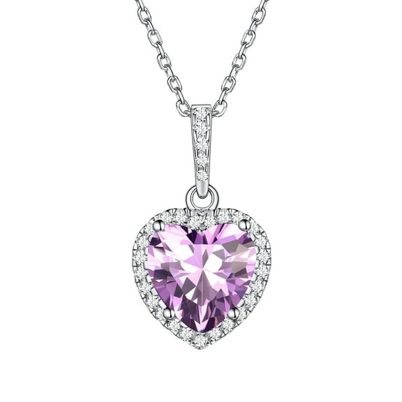 ChicSilver Birthstone Heart Women Necklaces, 925 Sterling Silver Birthstone Pendant Necklace, Adjustable Chain Gift Box, 12 Months Jewellery Valentines Gift for Her Wife Mom Birthday Wedding