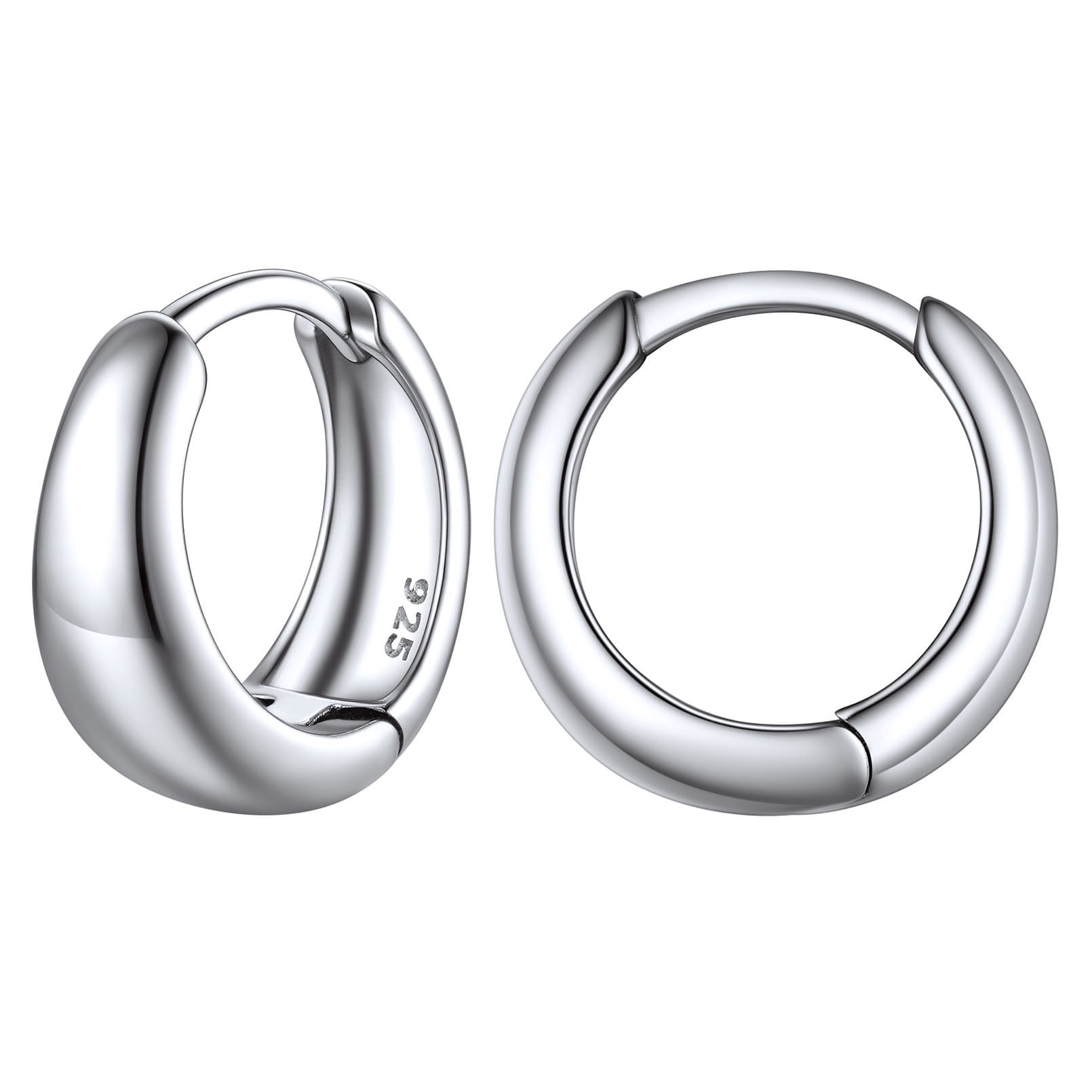 ChicSilver 8MM Small Hoop Earrings Thick Round Cartilage Huggie Earrings Hypoallergenic 925 Sterling Silver Jewelry for Women Grils Christmas Gift
