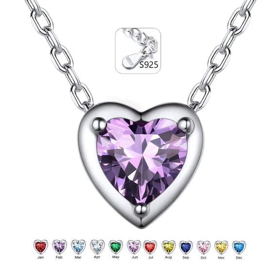 ChicSilver Heart Birthstone Pendant Necklace for Women 925 Sterling Silver Zirconia Necklaces Wedding Anniversary Birthday Mothers Day Jewelry Gifts For Her Mother Wife