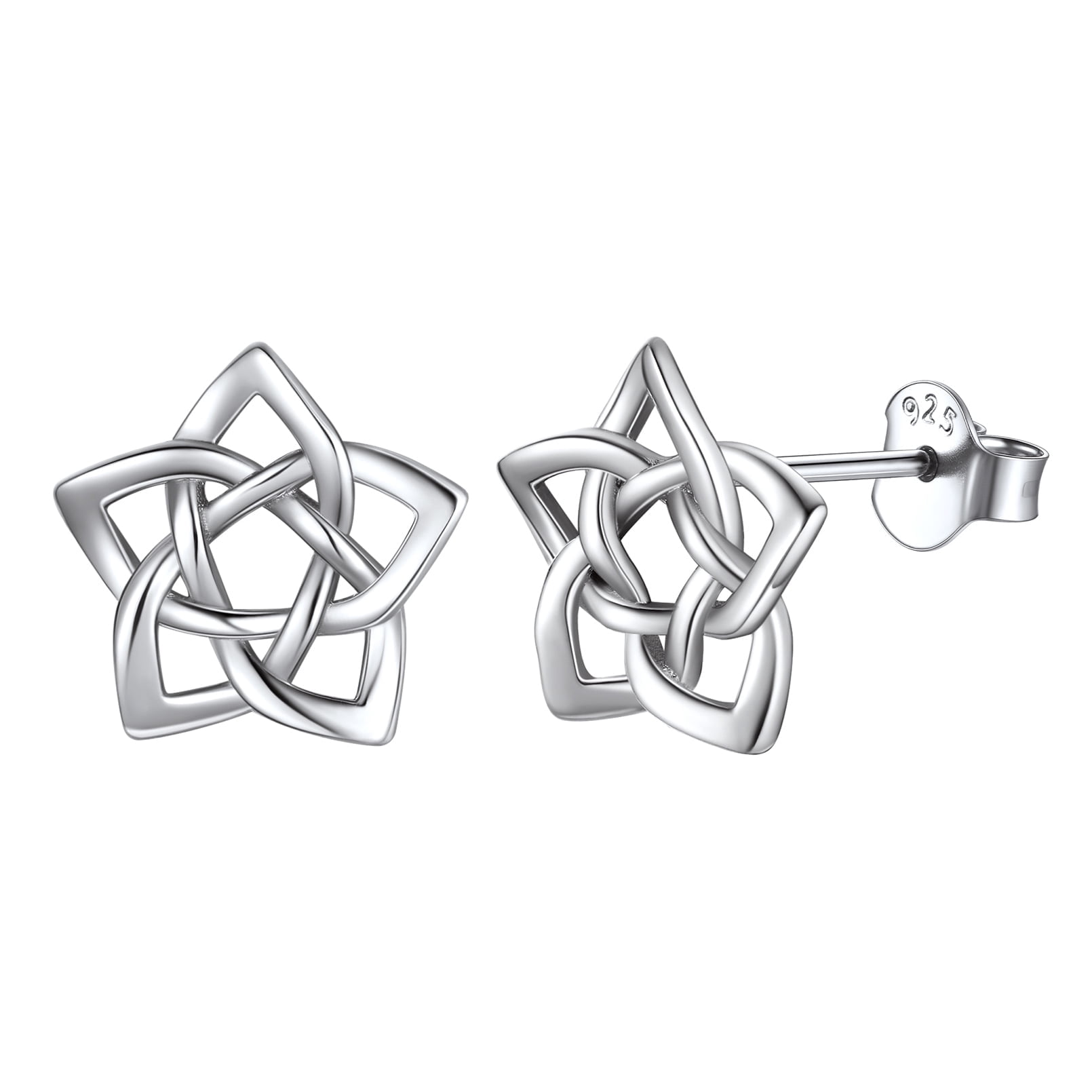 ChicSilver 925 Sterling Silver Stud Earrings Pentagram Earrings Knot Earrings for Women Small Stud Earring Tiny Delicate Star Studs Earring