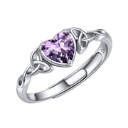 ChicSilver Christmas Gifts for Her Women Birthstone Jewelry 925 Sterling Silver Celtic Heart Statement Rings CZ Adjustable Rings Size