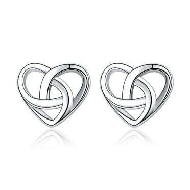 ChicSilver 925 Sterling Silver Celtic Knot Stud Earrings Set Celtic Heart Ear Studs Irish Jewelry Hypoallergenic