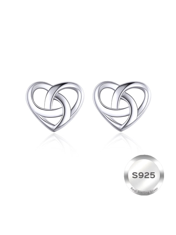 925 Sterling Silver Celtic Knot Stud Earrings Set Celtic Heart Ear Studs Irish Jewelry Hypoallergenic