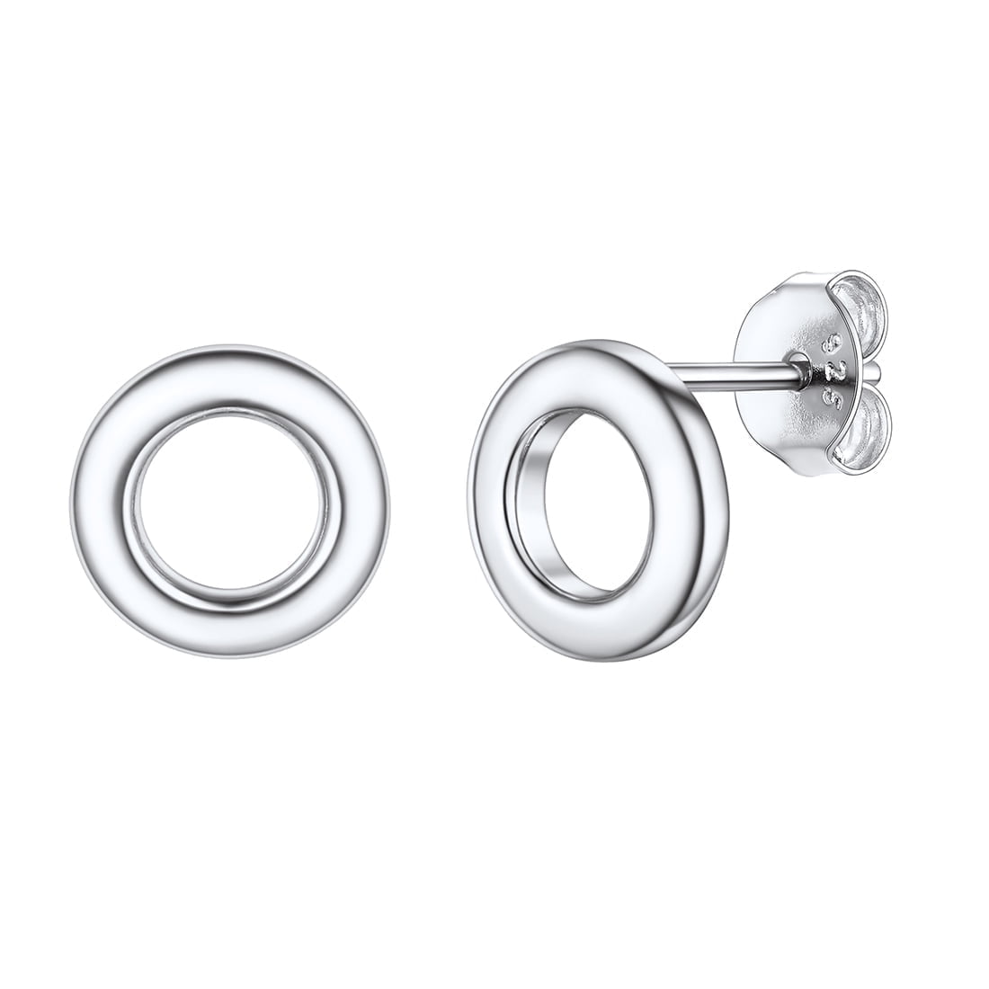 ChicSilver 925 Sterling Silver Circle Earrings for Women 8MM Small Round Stud Earrings for Sensitive Ears Fine Jewelry Gifts | Clearance