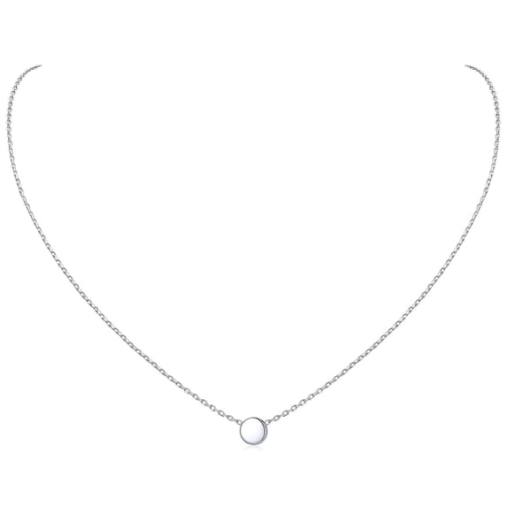 ChicSilver 925 Sterling Silver Dot Necklace for Women Round Sterling Silver Pendant Necklace for Women