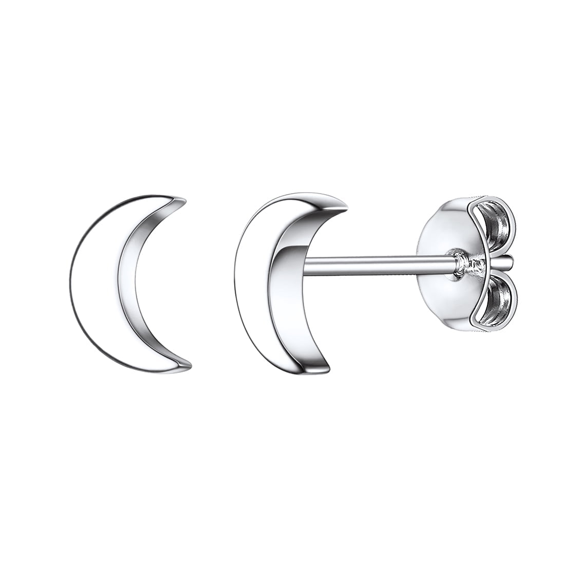 ChicSilver 925 Sterling Silver Earrings Crescent Moon Earrings Stud Earrings for Sensitive Ears Birthday Christmas Gift
