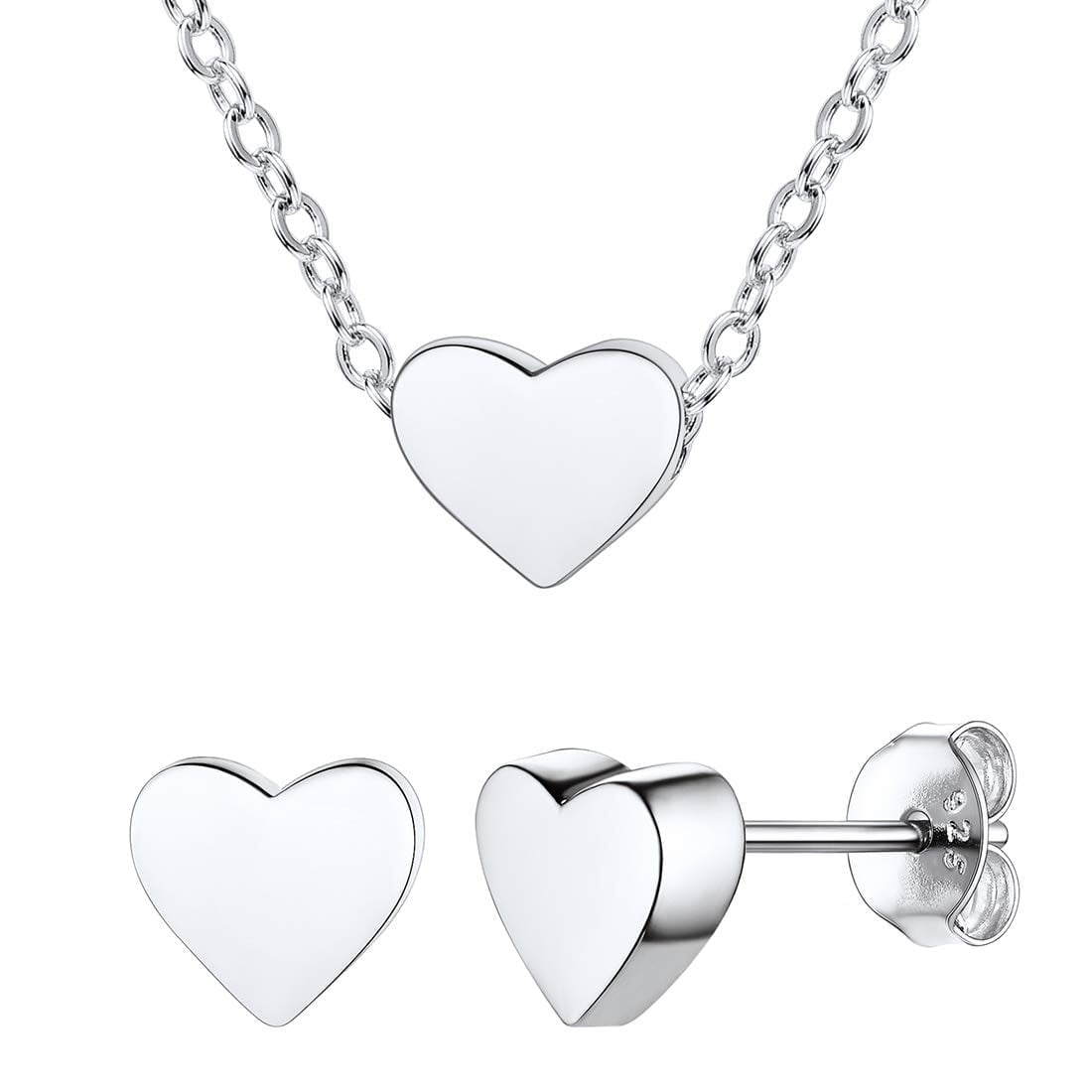 ChicSilver 925 Sterling Silver Heart Necklace and 