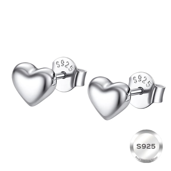 ChicSilver 925 Sterling Silver Heart Stud Earrings for Women, Dainty Small Heart Earrings for Birthday Valentine's Day Gift