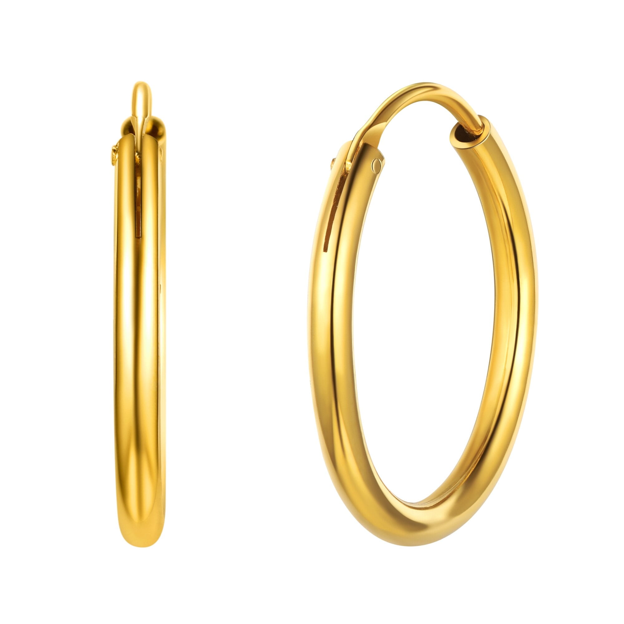 14K Real Gold Hoop Earrings Solid Gold Small Hoops Sleeper Hoops Stamped  14K