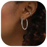 CHICSILVER Sterling Silver Hoop Earrings for Women Hypoallergenic 30MM Small Silver Hoop Earrings Endless Hoop Earring