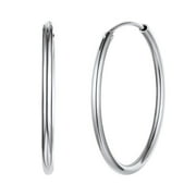 ChicSilver 925 Sterling Silver Hoop Earrings, Platinum Plated, Hypoallergenic, Jewelry Gift for Women