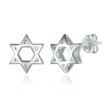 ChicSilver 925 Sterling Silver Jewish Star of David Stud Earrings Fashion Jewelry for Women Men, Silver