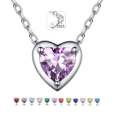 ChicSilver Valentines Day Gifts for Her - 925 Sterling Silver Heart Birthstone Necklace Birthday Anniversary Jewelry Gifts for Her Wife Mom Daughter