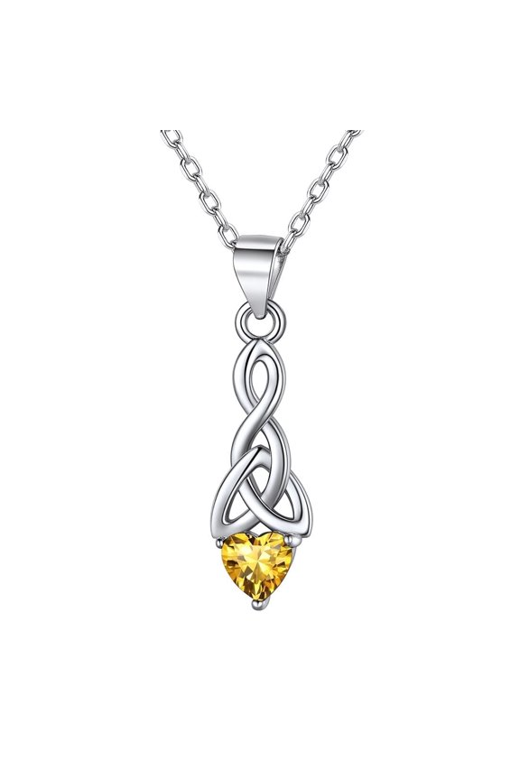 925 Sterling Silver Love Heart Necklaces Celtic Knot with Birthstones Pendant Necklace for Women Christmas Gift for Her