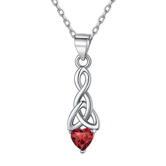 ChicSilver 925 Sterling Silver Love Heart Necklaces Celtic Knot with Birthstones Pendant Necklace for Women Christmas Gift for Her