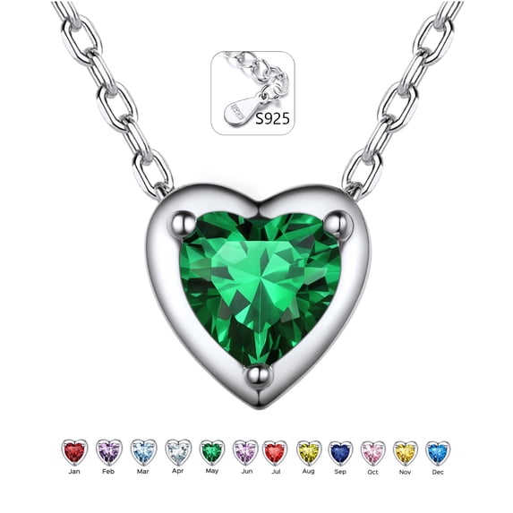 ChicSilver Valentines Day Gifts for Her - 925 Sterling Silver Heart Birthstone Necklace Birthday Anniversary Jewelry Gifts for Her Wife Mom Daughter