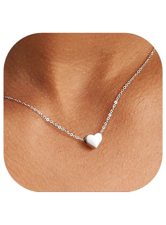 925 Sterling Silver Heart Pendant Necklace 16" with Extender Valentines Jewelry Mother's Day Gifts for Women Mom Wife