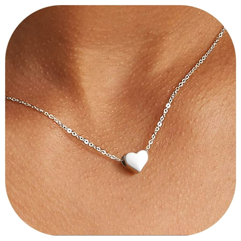 ChicSilver Minimalist Heart Necklace, 925 Sterling Silver Pendant