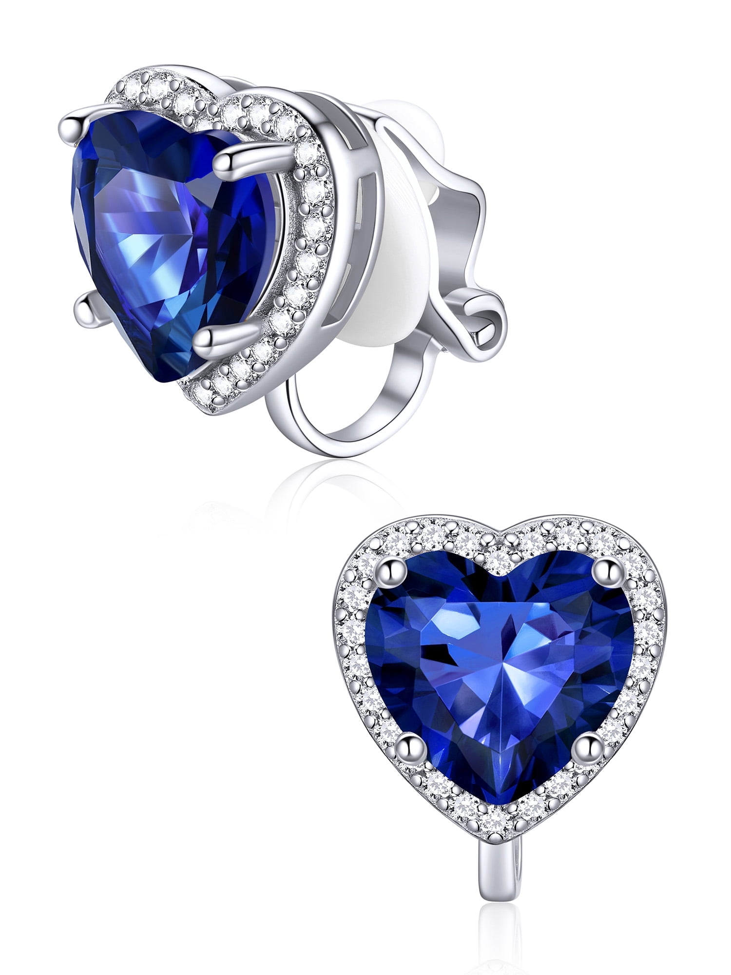 ChicSilver 925 Sterling Silver Non-Pierced Stud Earrings September Birthstone Clip-on Earrings for Women