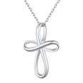thumbnail image 1 of ChicSilver Infinity Cross Necklace Sterling Silver Twisted Cross Pendants Religious Jewelry Gifts for Women 18+2 Inch, 1 of 8