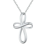 CHICSILVER Infinity Cross Necklace Sterling Silver Twisted Cross Pendants Religious Jewelry Gifts for Women 18+2 Inch