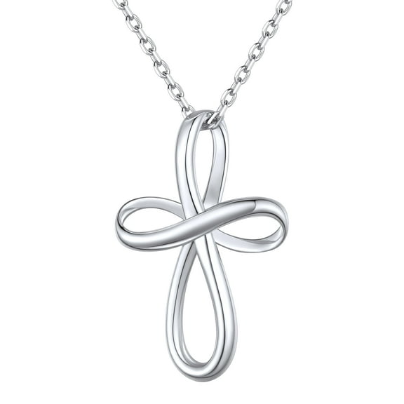 ChicSilver Infinity Cross Necklace Sterling Silver Twisted Cross Pendants Religious Jewelry Gifts for Women 18+2 Inch