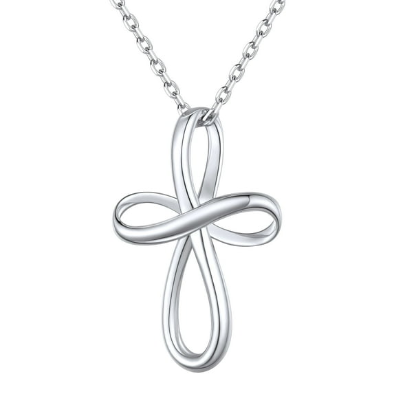 ChicSilver Infinity Cross Necklace Sterling Silver Twisted Cross Pendants Religious Jewelry Gifts for Women 18+2 Inch