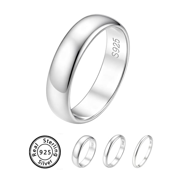 ChicSilver 925 Sterling Silver Ring for Men and Women, 5mm Wide Band Ring, Classic Wedding Band, Minimalist Unisex Jewelry Ring, Comfort Fit Silver Ring for Everyday Wear