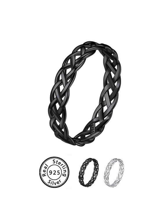 925 Sterling Silver Celtic Knot Eternity Band Ring for Women, Vintage Irish Promise Ring 4mm Wide Hypoallergenic Size 4-12
