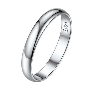 ChicSilver 925 Sterling Silver Rings for Women Men High Polished Sterling Silver Band Thumb Stackable Ring Comfort Fit 3mm | Clearance