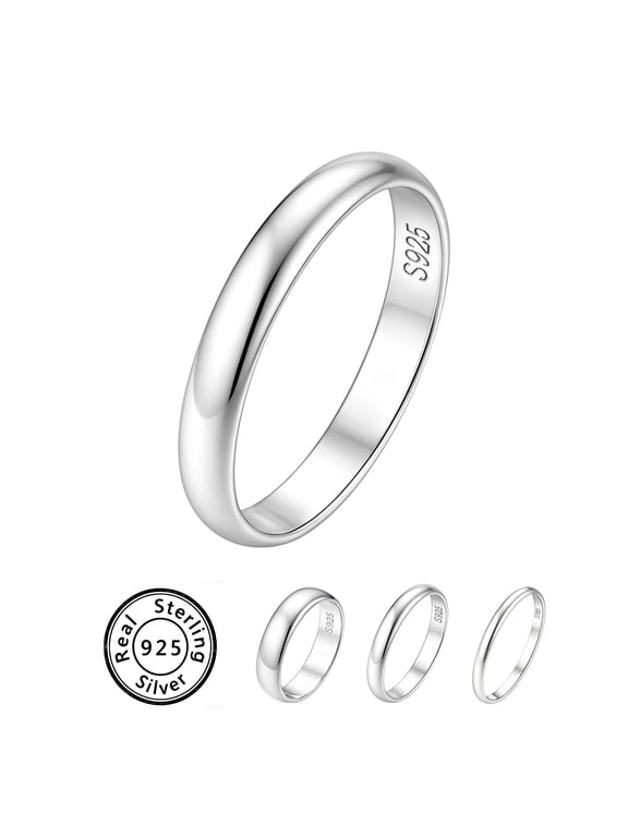 3mm 925 Sterling Silver Rings for Women and Men, Smooth Unisex Wedding Band, Simple Silver Ring, Stackable Everyday Jewelry, Comfort Fit