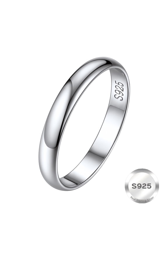 3mm 925 Sterling Silver Rings for Women and Men, Smooth Unisex Wedding Band, Simple Silver Ring, Stackable Everyday Jewelry, Comfort Fit