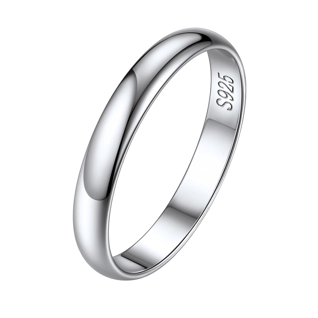 ChicSilver 925 Sterling Silver Rings for Women Men High Polished Sterling Silver Band Thumb Stackable Ring Comfort Fit 3mm