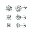 thumbnail image 1 of ChicSilver 3 Pairs Sterling Silver Cubic Zirconia Stud Earrings for Women Hypoallergenic Tiny Simulated Diamond Ear Stud Set for Sensitive Ears, 1 of 9