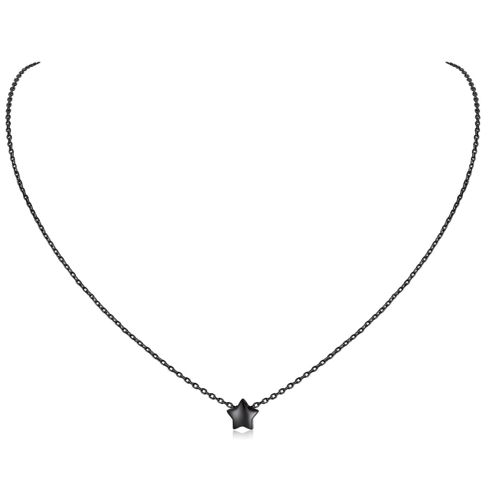 ChicSilver Star Necklace Black Necklaces for Women Dainty Jewelry Gifts for Her Wife Mom Grandma on Valentines Mothers Day Birthday Anniversary